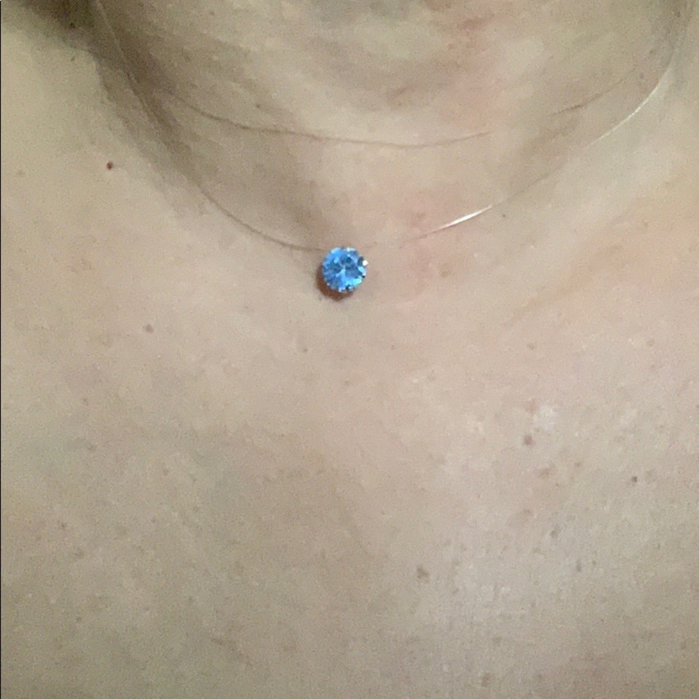 Solitaire Blue Necklace with clear chain